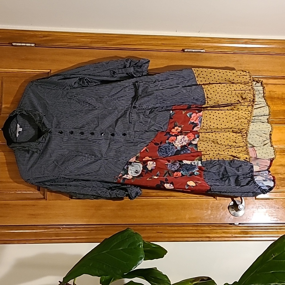 Vincente collared shirt dress with unique asymmetrical silk bubble skirt hem